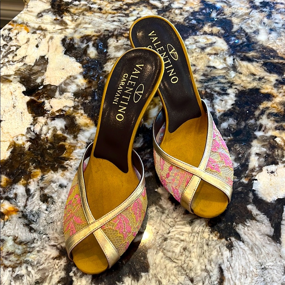Valentino Pink and Gold Heels